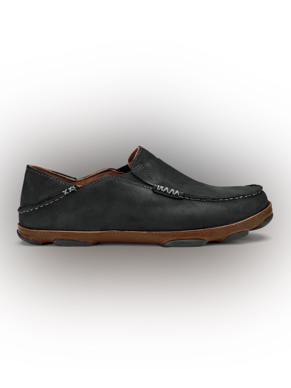 Olukai Men’s Moloa Black Nubuck Leather Slip On Loafer Size 10.5